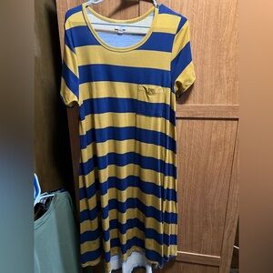 Striped Yellow and Blue Dress
